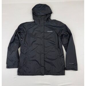 Columbia Arcadia II Rain Jacket Women's Large Black Hooded Omni-Tech Hiking